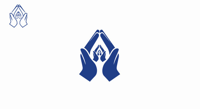 Blue praying hands icon nested recursively representing family protection and spiritual unity.