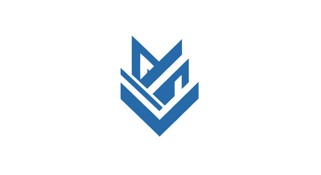 Blue geometric wolf head logo icon isolated on white background.