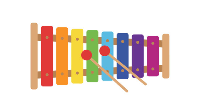 Colorful Wooden Xylophone Musical Instrument with Two Mallets.