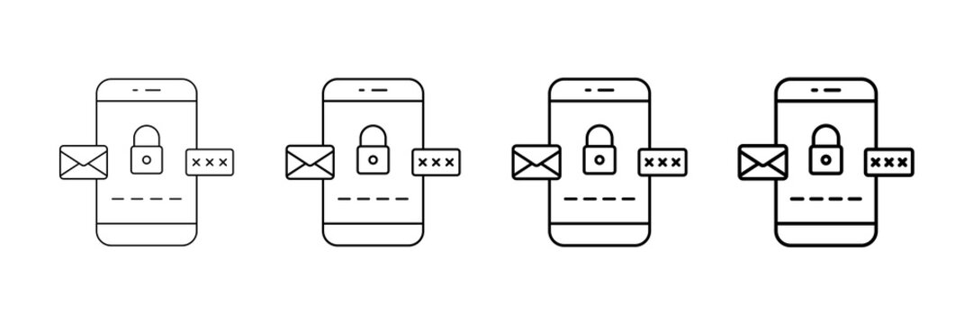 Otp Verification Icons Vector Set In Different Stroke Line Style