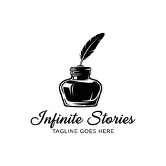Literary emblem representing writing, storytelling, and calligraphy arts. © Hivee
