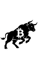 Fototapeta premium Powerful bitcoin bull charging to represent market growth