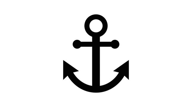 Black Anchor Icon Symbol Design.