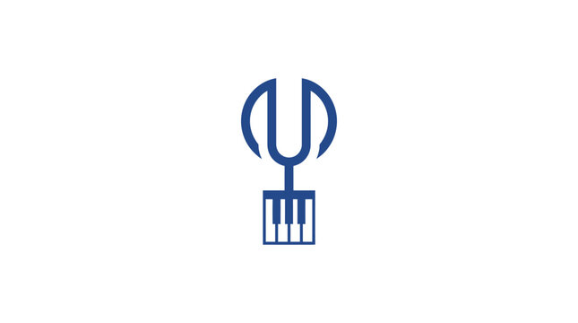 Blue Fork and Spoon Utensil Logo.