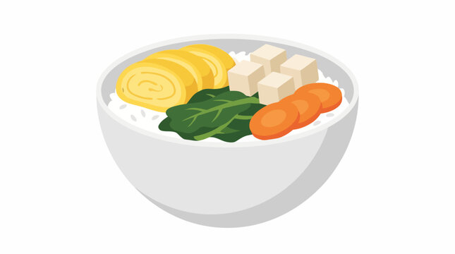 Delicious Japanese Tamagoyaki Bowl with Vegetables and Tofu