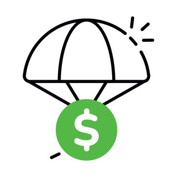 A unique design icon of financial parachute 