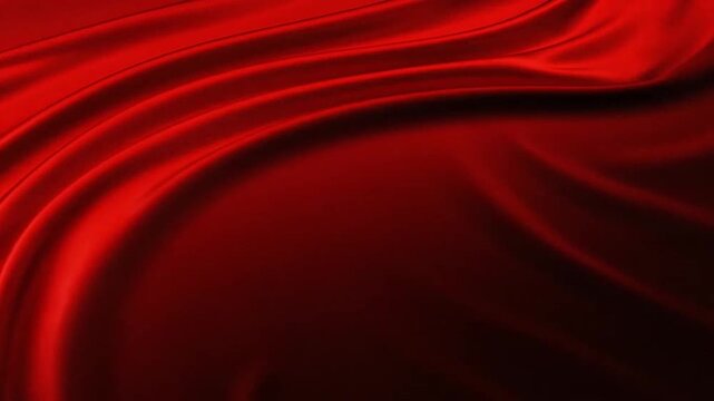 Elegant red silk fabric with smooth flowing waves and soft lighting
