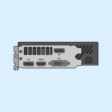 Vector illustration of a computer graphics card back panel