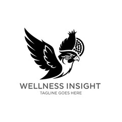Fototapeta premium Wellness and insight logo featuring a stylized raptor for health and clarity.