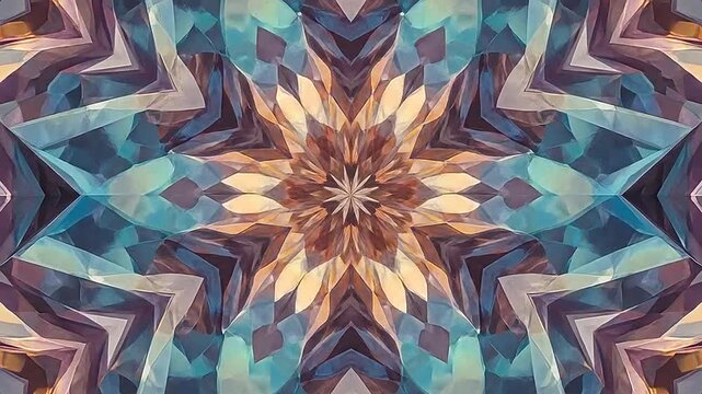 Vibrant kaleidoscope pattern with geometric crystal shapes