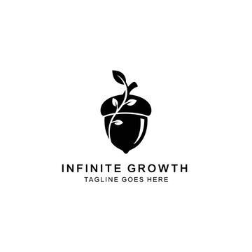Symbolic acorn with leaves representing environmental sustainability, investment, and natural development.