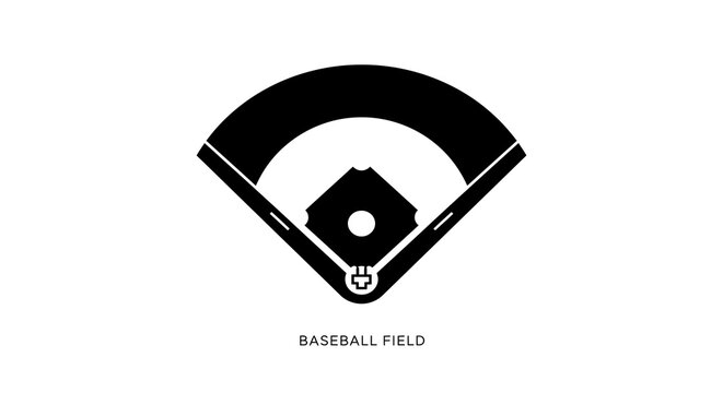 Minimalist Baseball Field Icon Silhouette for Sports Design and Athletic Graphics