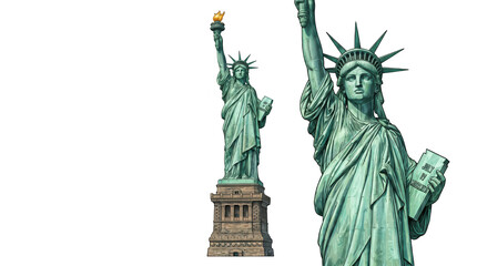 Fototapeta premium Statue of liberty isolated on transparent background, iconic symbol of freedom and democracy in new york city