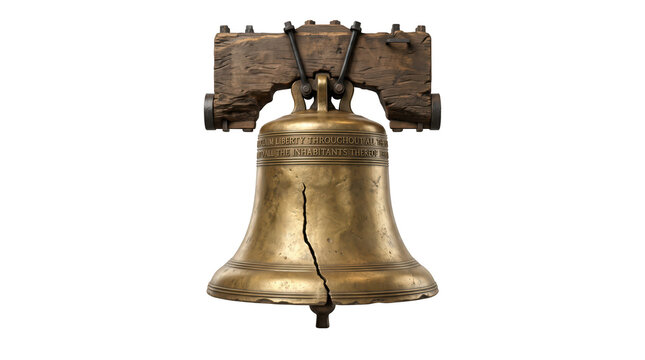 The liberty bell, a historic symbol of american independence, isolated on transparent background