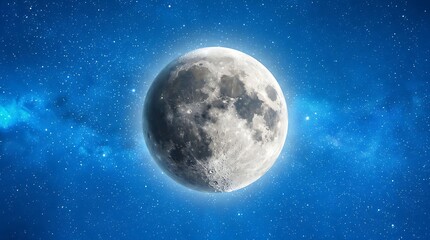 Fototapeta premium Full Moon against a cosmic starry space background