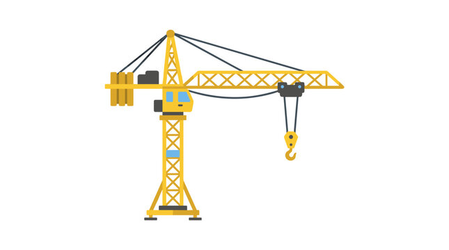 Yellow construction tower crane lifting heavy loads at a building site.