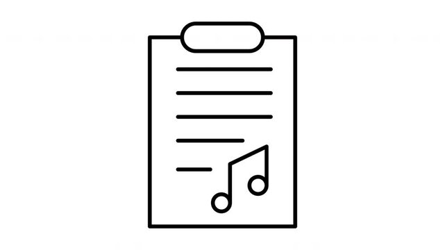 Clipboard with Music Notes Icon.