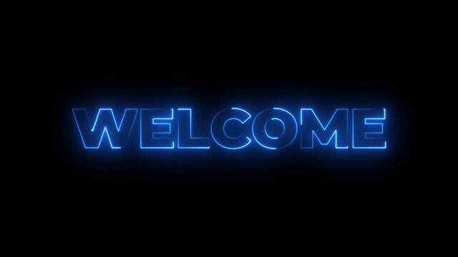 welcome neon animated text welcome sign.