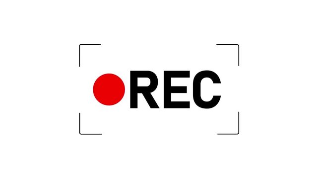 REC frame icon animation on transparent background. Recording icon button,Recording sign.