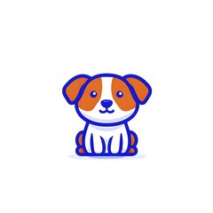 Fototapeta premium A simple cartoon dog with a white background, abstract graphical wallpaper illustration, AI generated