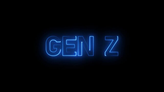 Glowing neon inscription gen z text animation.