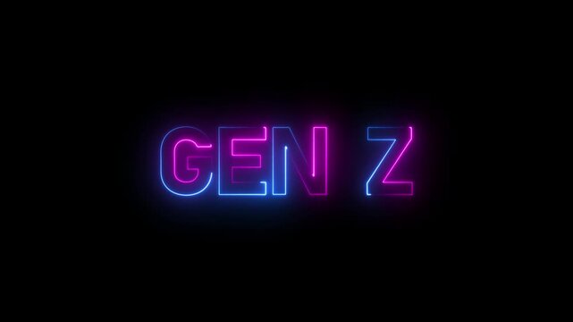 Glowing neon inscription gen z text animation.