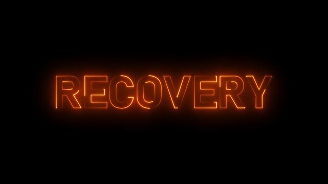 neon sign word recovery text animation.