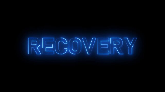 neon sign word recovery text animation.