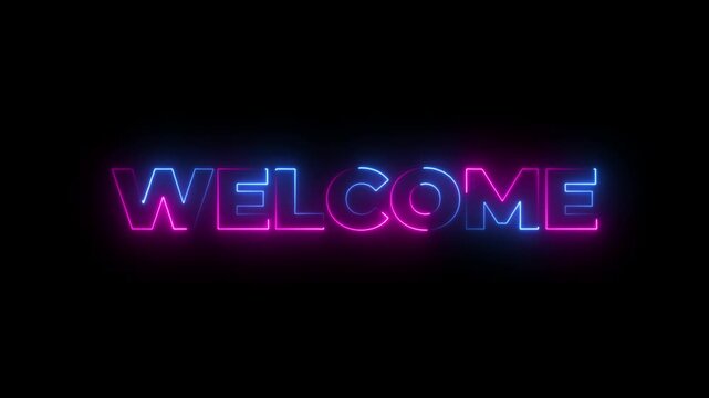 welcome neon animated text welcome sign.