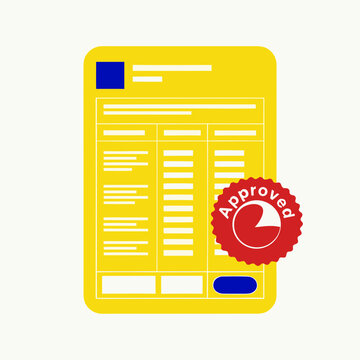 Approved financial document with stamp