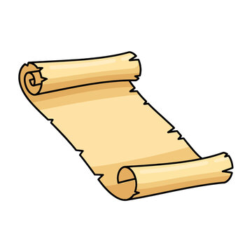 An illustration of an old blank parchment scroll on a white background