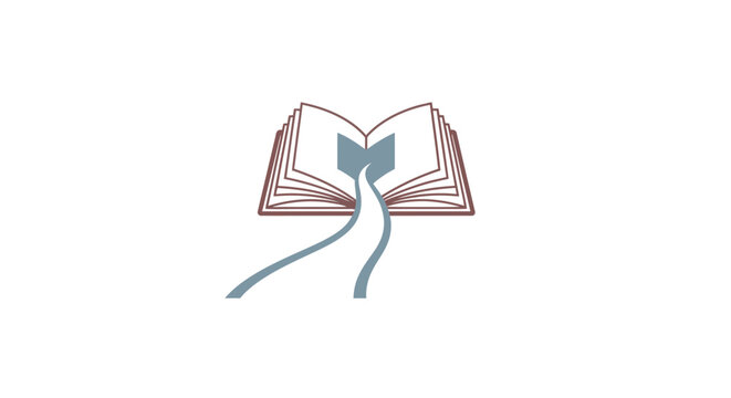 A blue bird emerging from an open book.