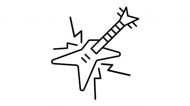 Electric Guitar Icon with Lightning Bolt Effect.
