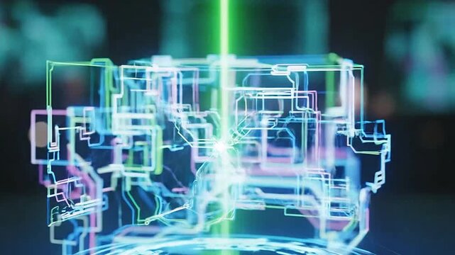 Industrial laser machine scanning a complex digital circuit board