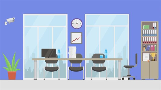 Animated 2D flat design background scene of a Meeting Room 1
