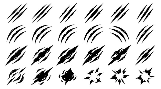 Black graphic design elements arranged on a white background