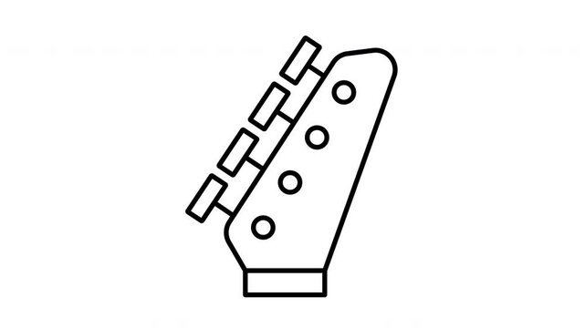Guitar Headstock and Tuning Pegs Line Art Icon.