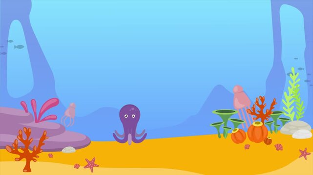 Animated 2D flat design background scene of a Bottom