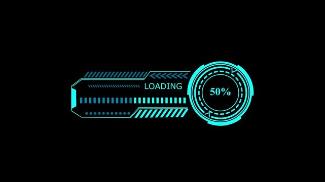 Hud loading screen animation digital futuristic downloading progress bar data transfer computer interface dashboard cyber security system virtual display