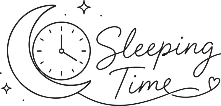 Sleep icons, moon clock, sleeping time, bedtime, night vector graphics