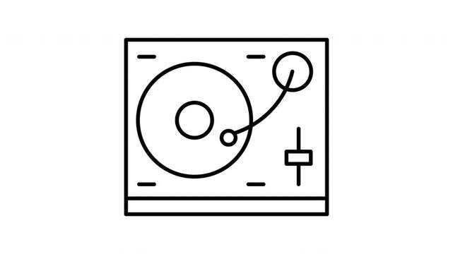 Minimalist Icon of a Turntable for DJ Music Production.