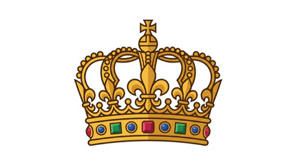 Ornate Golden Royal Crown with Jewels and Fleur de Lis Symbols. © vinadwi