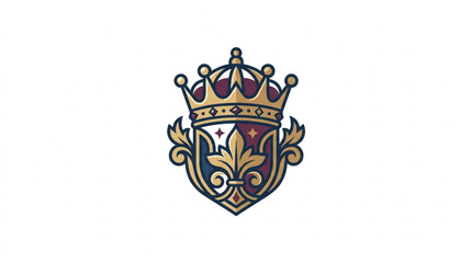 Royal Crest Emblem with Crown and Fleur de Lis. © vinadwi