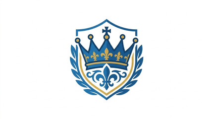 Royal Crown Emblem with Laurel Wreath and Fleur de Lis. © vinadwi