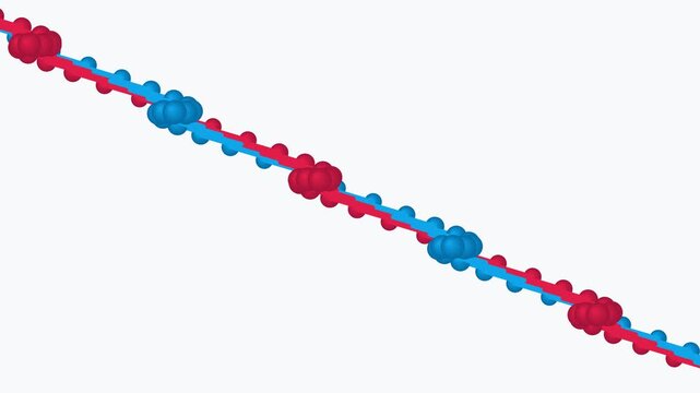 Molecular Visualization of Linear Polymer Chains Featuring Intertwining Red and Blue Atomic Structures for Scientific Education