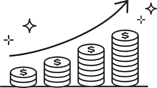 Financial growth, increasing profit, money stack, business success vector