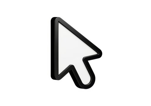 Modern black mouse click cursor arrow icon in 3d style isolated on white background