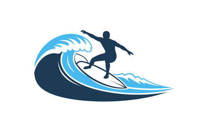 Fototapeta premium The surfer rides skillfully on a large wave on the beach.