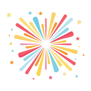 Flat design firework burst with stars and sparks