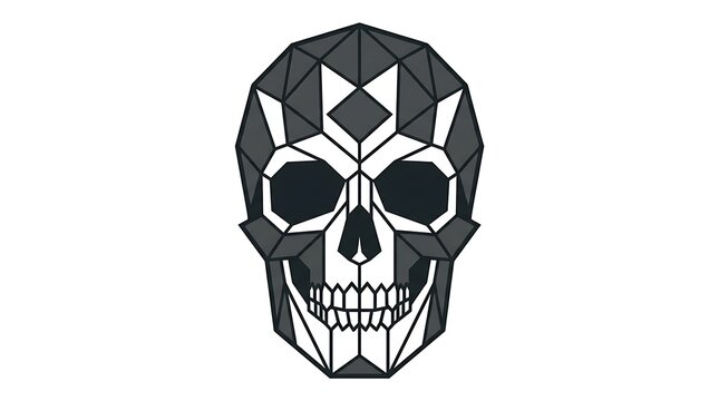 Low poly geometric skull illustration on white background